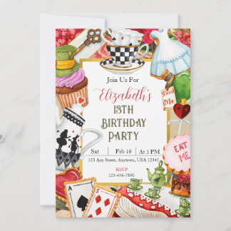 Wonderland Birthday Invite Einladung