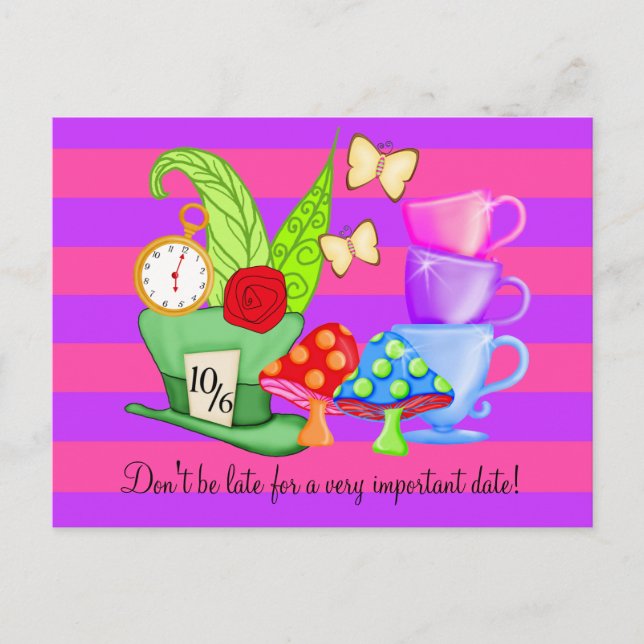 Wonderland Birthday Postcard Postkarte (Vorderseite)