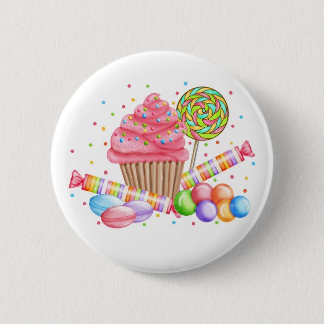 Wonderland Cupcake Candy Lollipop Sweet Tarts Button (Vorderseite)