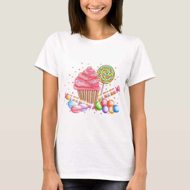 Wonderland Cupcake Candy Lollipop Sweet Tarts T-Shirt (Vorderseite)