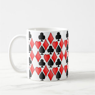 Wonderland Diamant Pik Herz und Kreuz Druck Kaffeetasse