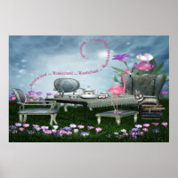Wonderland Flamant rose & Cheshire Cat Poster