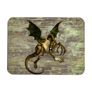 Wonderland Jabberwocky auf abgenutztem Holz Magnet