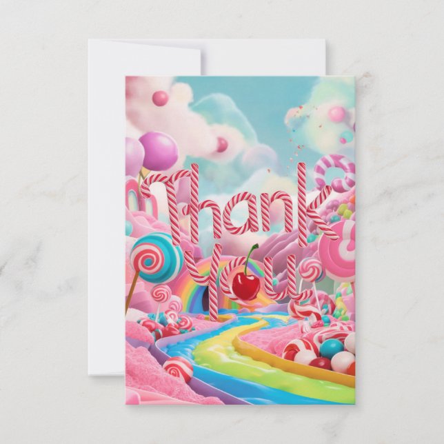 Wonderland Lollipop Candyland Dankeschön Karte (Vorderseite)