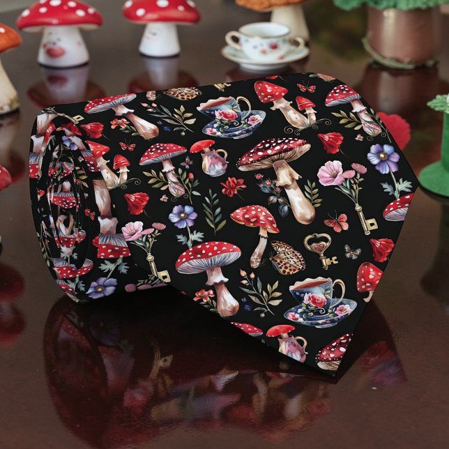 Wonderland Mushroom Pattern Necktie Tie Krawatte (Von Creator hochgeladen)