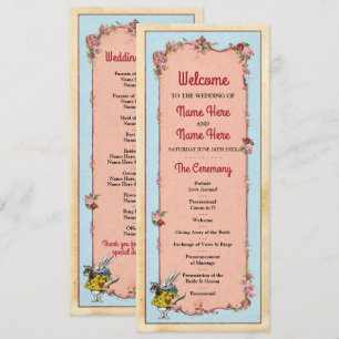 Wonderland Rabbit Florales Hochzeitsprogramm Detai Einladung