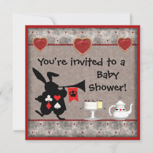 Wonderland Rabbit Herald Baby Showeinladungen Einladung