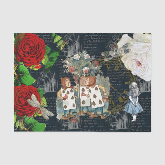 Wonderland Rose Karten Literaturzettel Seidenpapier (Vorderseite)