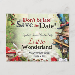 Wonderland Save the Date Postcard Postkarte