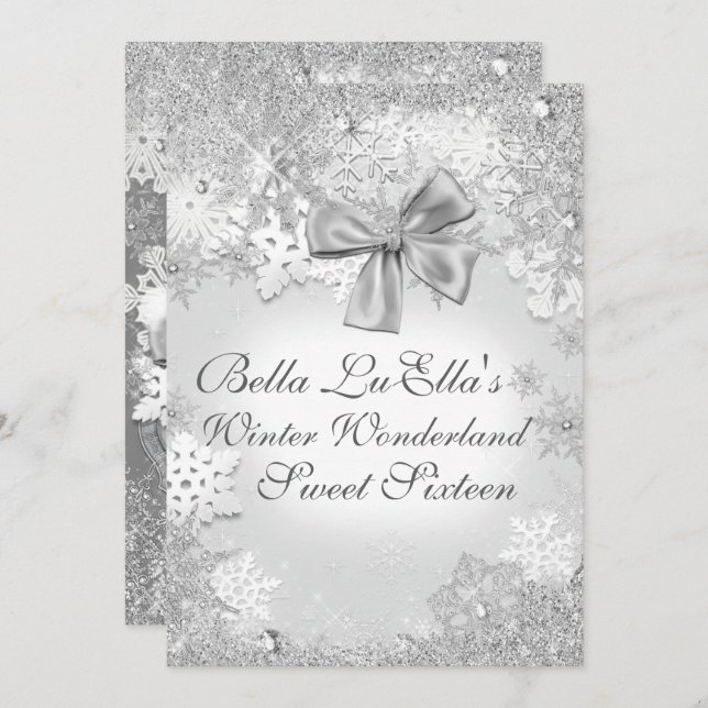 Wonderland Snowflake Party Invitations (Devant / Derrière)