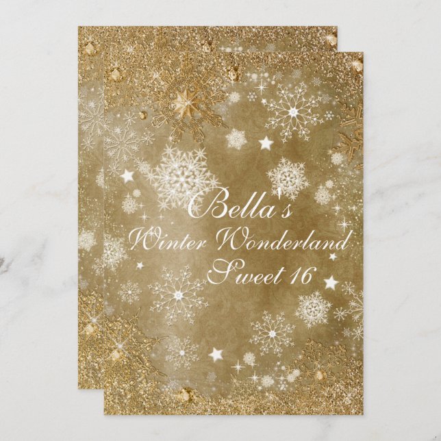 Wonderland Snowflake Party Invitations (Devant / Derrière)