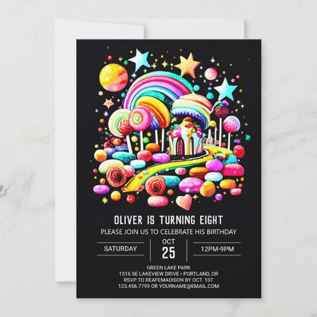 Wonderland Sweet Celebration Birthday Einladung (Vorderseite)