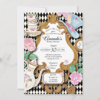 Wonderland Tea Party Geburtstag Einladung