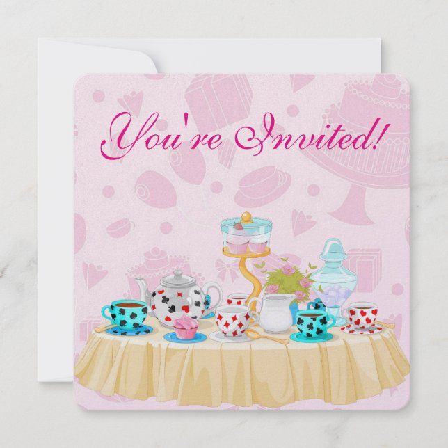 Wonderland Tea Party Nuptiale Douche Invitation (Devant)