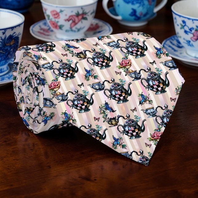 Wonderland Teapot Pattern Necktie Tie Krawatte (Von Creator hochgeladen)