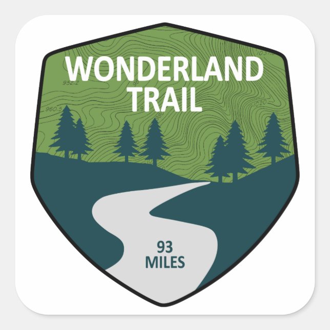 Wonderland Trail Quadratischer Aufkleber (Vorderseite)