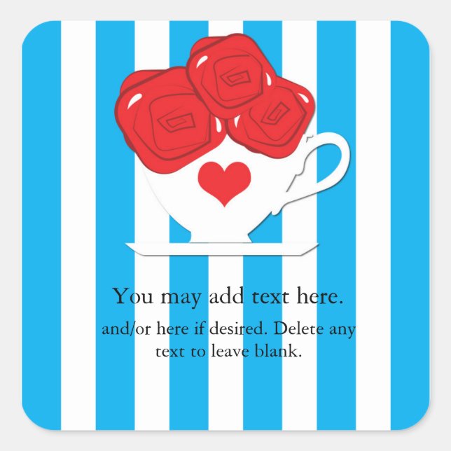 Wonderland Whimsical Tea Cup Rote Rosen Sticker (Vorderseite)