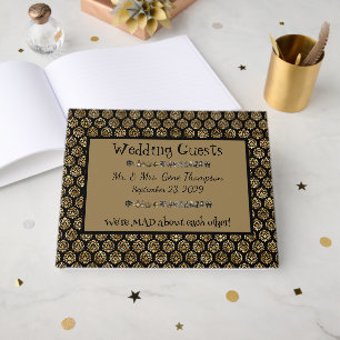 Wonderland Whimsy Black, Gold Wedbook Gästebuch