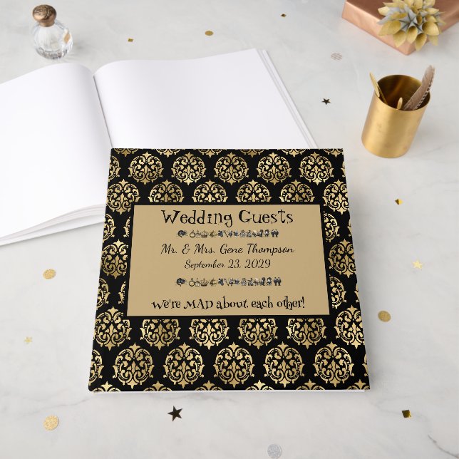 Wonderland Whimsy Black, Mariage d'or livre d'or (Recto ouvert)