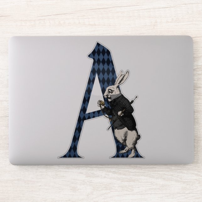 Wonderland White Rabbit Letter A Aufkleber (Computer)