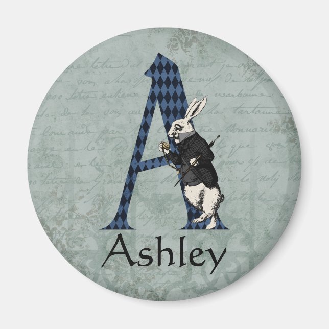 Wonderland White Rabbit Letter A Magnet (Vorne)