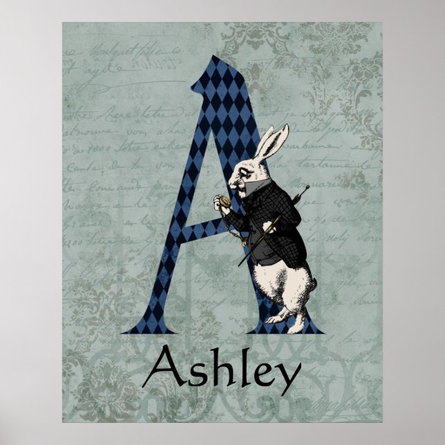 Wonderland White Rabbit Letter A Poster (Vorne)