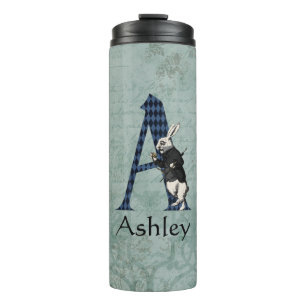 Wonderland White Rabbit Letter A Thermosbecher