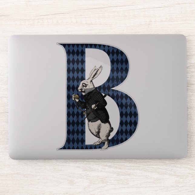 Wonderland White Rabbit Letter B Aufkleber (Computer)