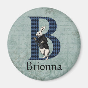 Wonderland White Rabbit Letter B Magnet