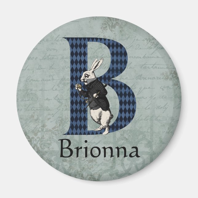 Wonderland White Rabbit Letter B Magnet (Vorne)