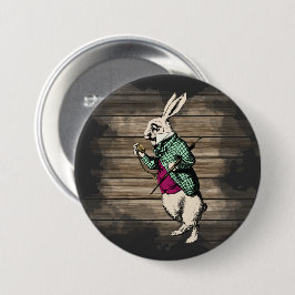 Wonderland White Rabbit Minze Button