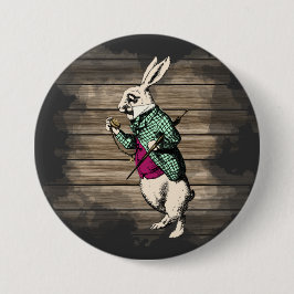 Wonderland White Rabbit Minze Button