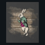 Wonderland White Rabbit Minze Künstlicher Leinwanddruck<br><div class="desc">Malz- und Bordeaux-Tönung von Vintagen Original-Weißrabbit-Illustrationen aus der Alice im Wunderland auf einem Hintergrund aus Stressholz</div>