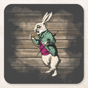 Wonderland White Rabbit Minze Rechteckiger Pappuntersetzer
