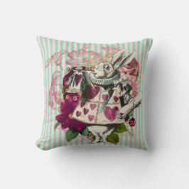 Wonderland White Rabbit Pink Tint Kissen