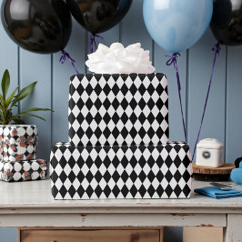 Wonderland with Black White Diamonds Birthday Geschenkpapier