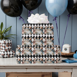 Wonderland with Black White Diamonds Birthday Geschenkpapier