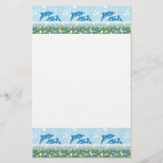 Wonderous Delphine im funkelnden mystischen Meer Briefpapier (Vorderseite)