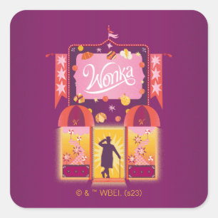 Wonka Candy Store Grafik Quadratischer Aufkleber
