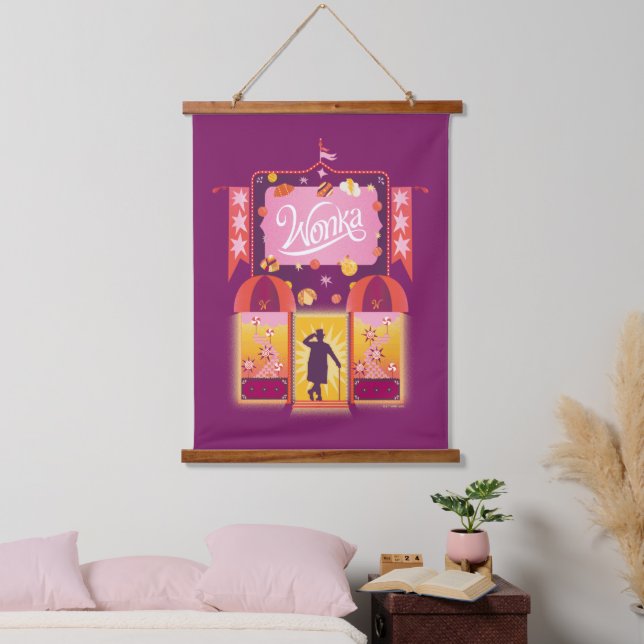 Wonka Candy Store Grafik Wandteppich Mit Holzrahmen (Schlafzimmer)