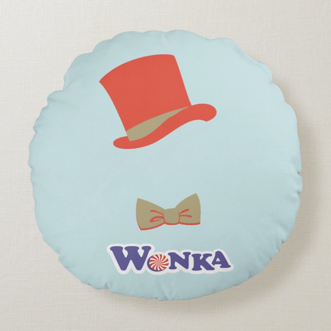 Wonka Top Hat & Bow Krawatte Rundes Kissen (Vorderseite)