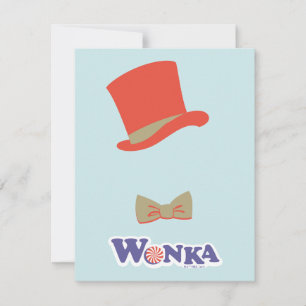 Wonka-Zylinder & Fliege Mitteilungskarte