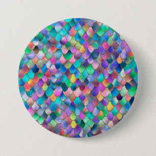 Wonky Rainbow Glitzer Metal Mermaid Scales Button