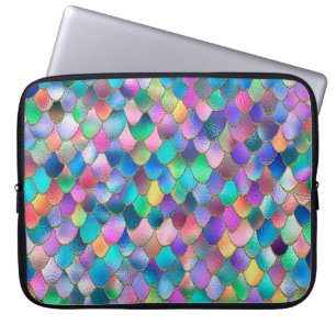 Wonky Rainbow Glitzer Metal Mermaid Scales Laptopschutzhülle