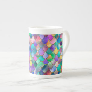 Wonky Rainbow Glitzer Metal Mermaid Scales Prozellantasse