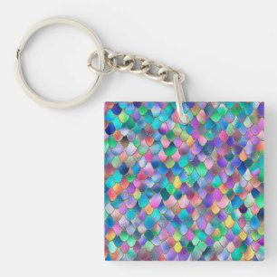 Wonky Rainbow Glitzer Metal Mermaid Scales Schlüsselanhänger