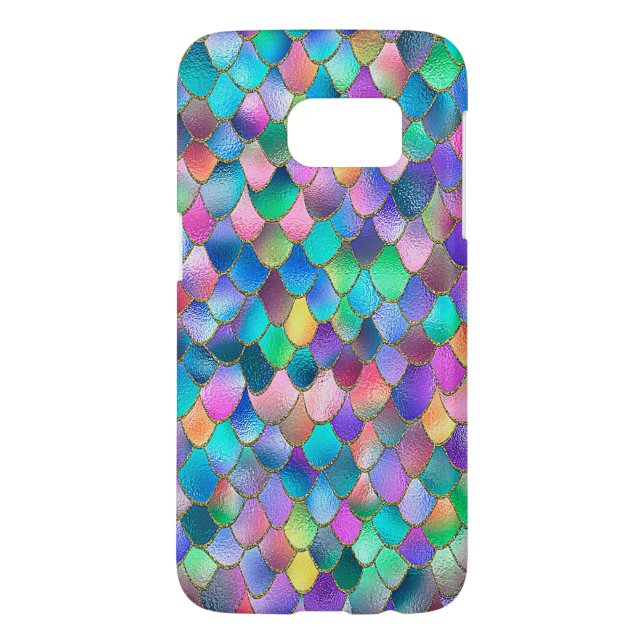 Wonky Regenbogen-Glitzer-Metallmeerjungfrau-Skalen Case-Mate Samsung Galaxy Hülle (Rückseite)