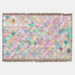 Wonky Trendy Rainbow Girl Metal Mermaid Scales Decke
