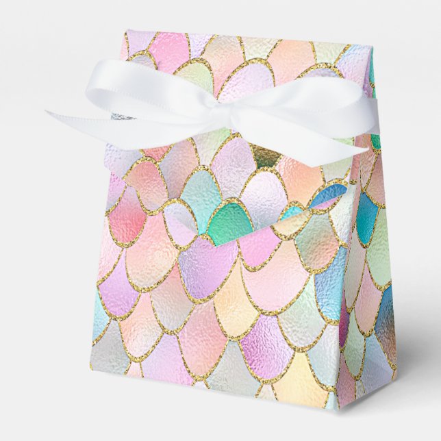 Wonky Trendy Rainbow Girl Metal Mermaid Scales Geschenkschachtel (Vorderseite)
