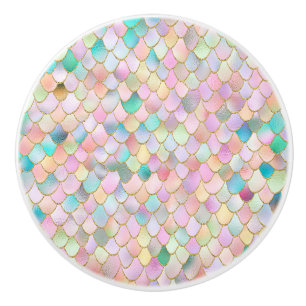 Wonky Trendy Rainbow Girl Metal Mermaid Scales Keramikknauf